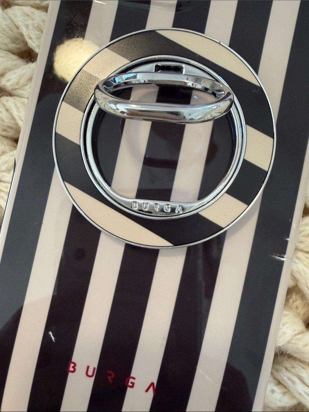 BURGA Black & Cream Stripe Phone Case with Ring Grip iPhone 16 Pro Max - Picture 6 of 6